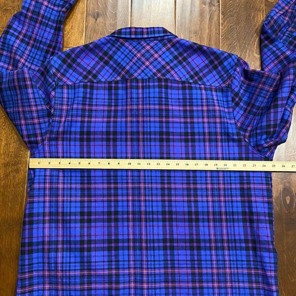 LRG Lifted Research Group Y2K Plaid Purple Black Button Up Shirt Flannel 2XL - Picture 7 of 8